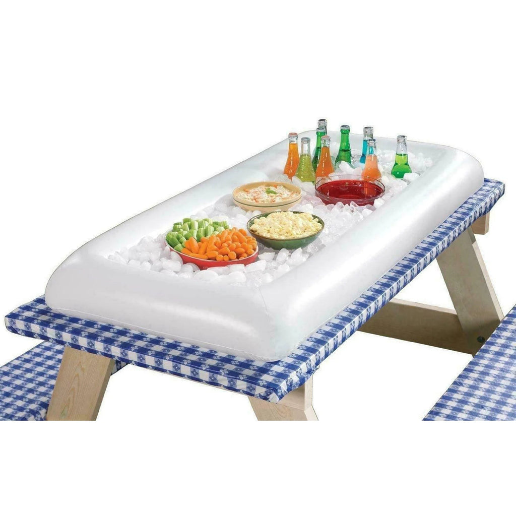 Portable Swimming Air Pool Float Inflatable Beer Table Ice Bucket Serving Salad Bar Tray Food Water Sports