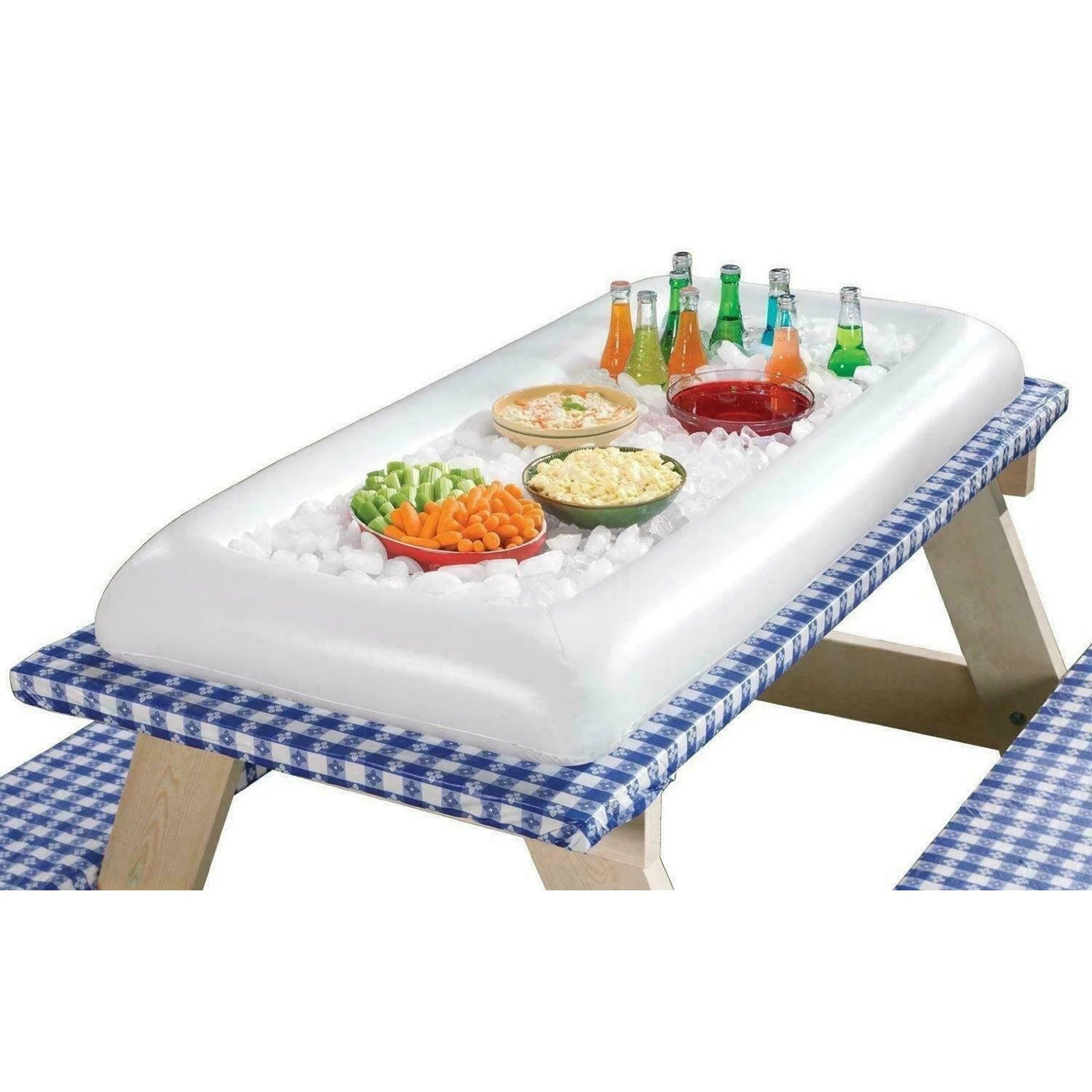 Portable Swimming Air Pool Float Inflatable Beer Table Ice Bucket Serving Salad Bar Tray Food Water Sports