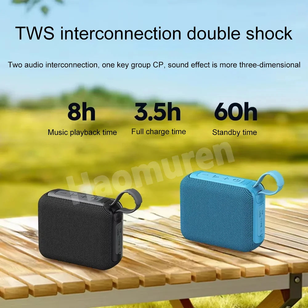 Haomuren Mini Waterproof Bluetooth Speaker Portable Outdoor Sports Subwoofer Speaker Supports USB, TF Card, TWS,Holiday Gifts