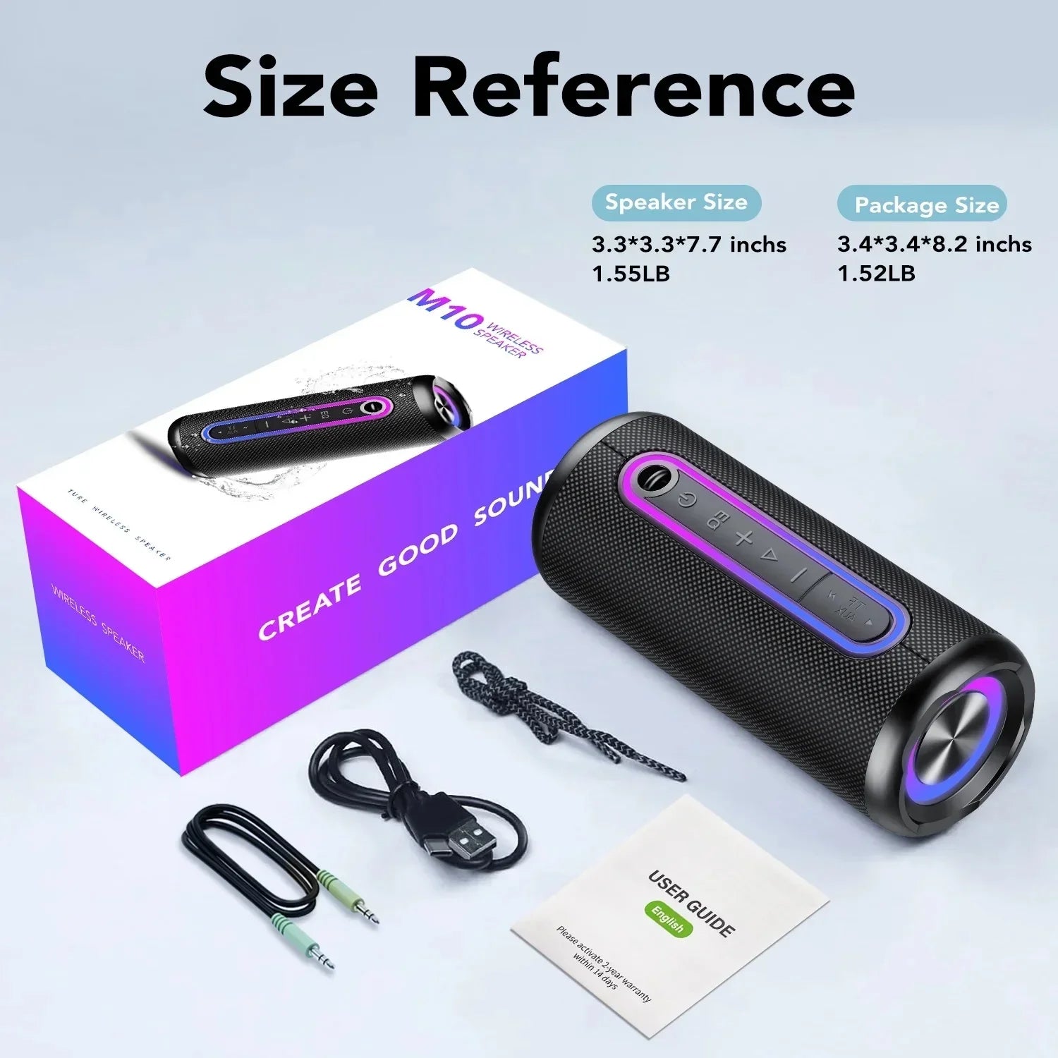 Portable Bluetooth Speaker IPX7 Waterproof Wireless Speaker with 30W Powerful Sound Colorful Flashing Lights TWS Mode for Party