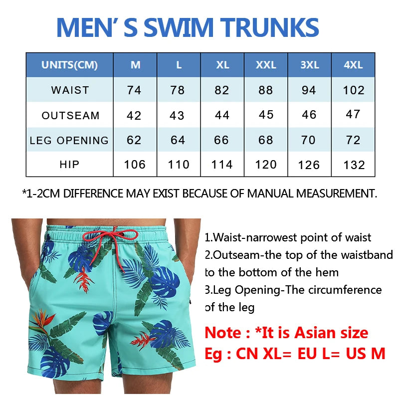 Escatch 2026 Summer New Arrival Mens Shorts Gym Classic Polyester Printing Quick Dry With Pockets Maillot De Bain Homme Swimsuit