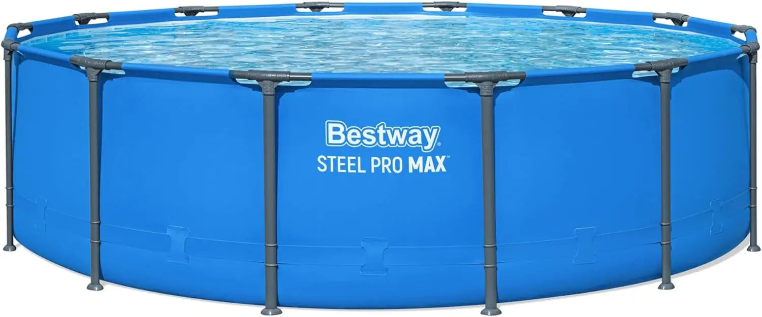 Bestway Steel Pro MAX 15’ x 48" Above Ground Pool, Round Metal Frame Outdoor Swimming Pool for Backyard, Blue, Pool ONLY