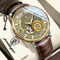 POEDAGAR Luxury Man Watch Stainless Steel Hollow Tourbillon Men Clock Luminous Mechanical Automatic Business Men's Watches Reloj