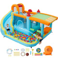 14x10FT Inflatable Bounce House 12-In-1 Wet Dry Water Slide With 450W Blower Kids Jumping Castle For Indoor Outdoor Backyard