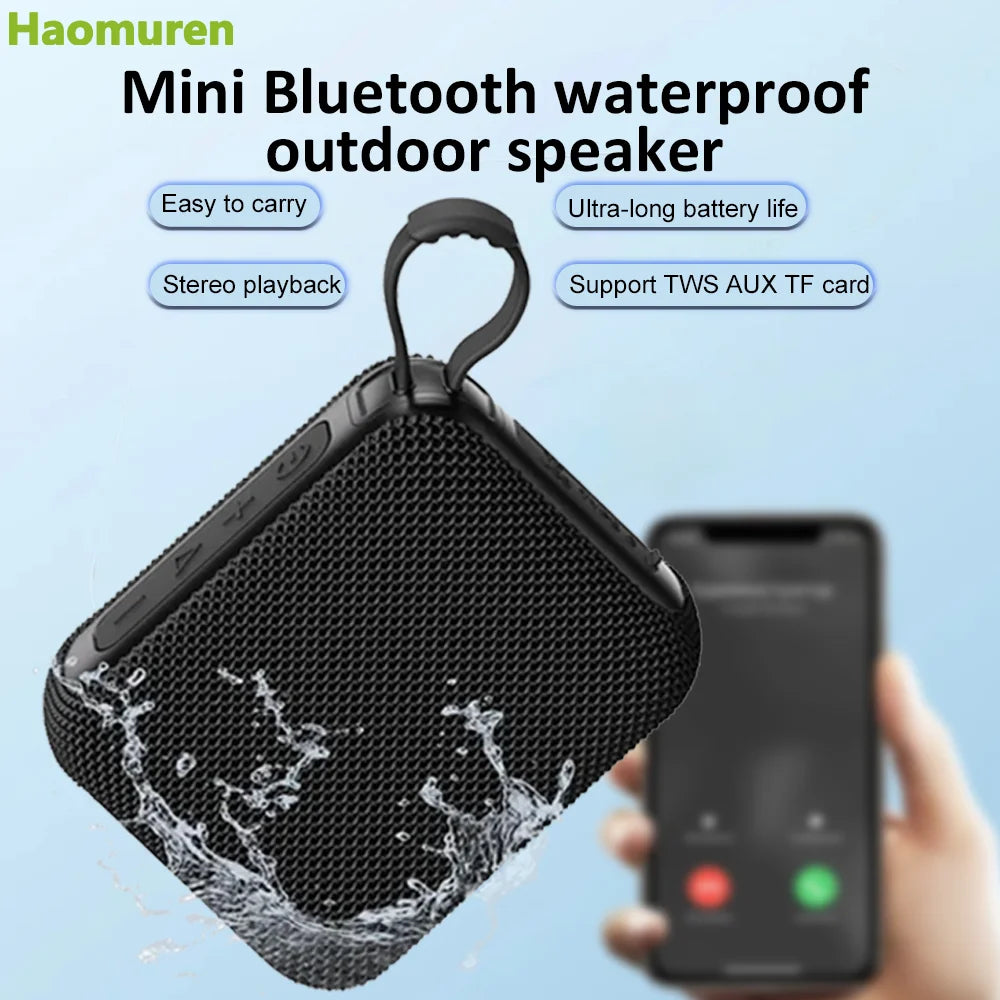 Haomuren Mini Waterproof Bluetooth Speaker Portable Outdoor Sports Subwoofer Speaker Supports USB, TF Card, TWS,Holiday Gifts
