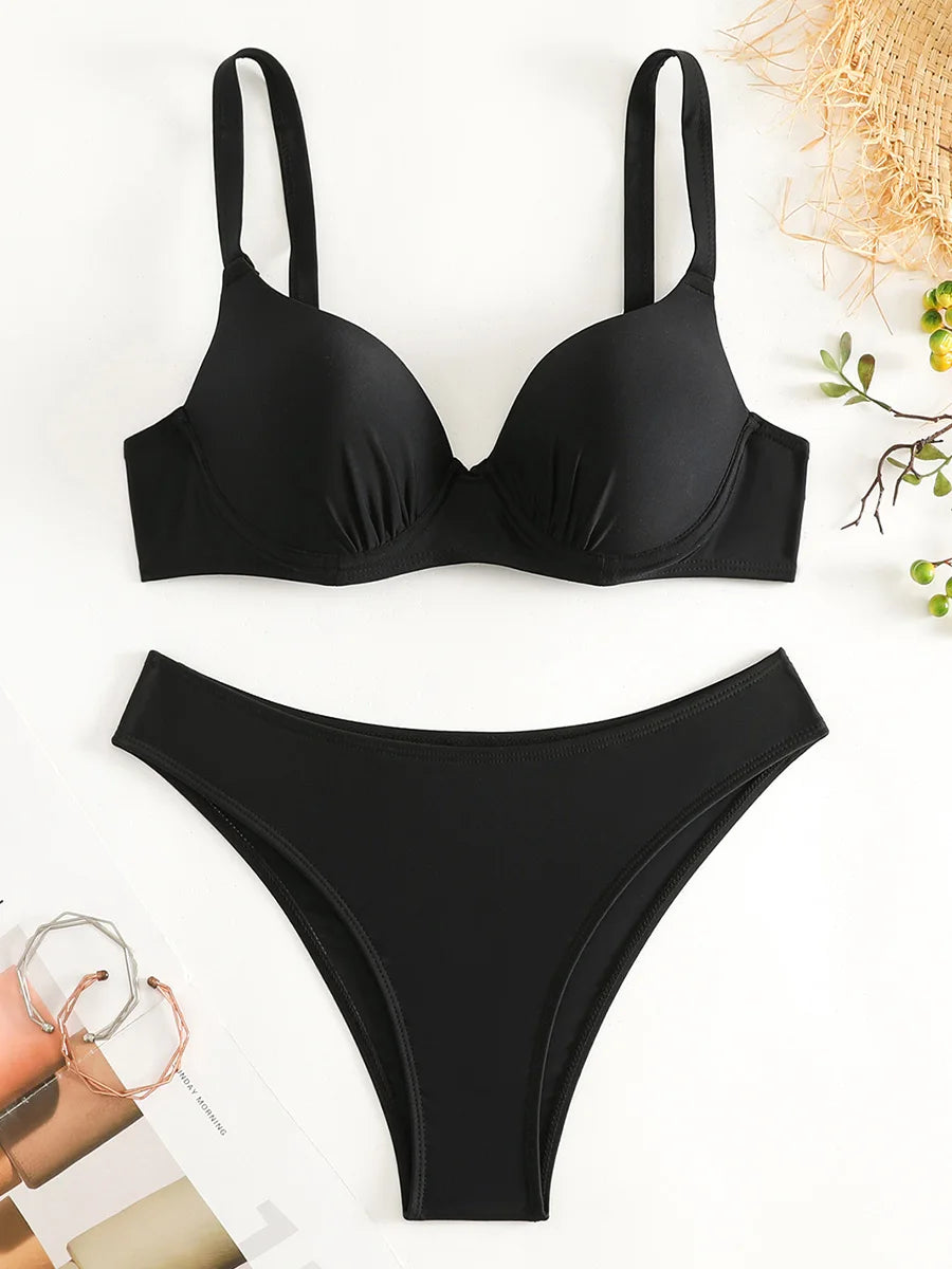 Underwired Bra Cup Brazilian Bikini Female Swimsuit Women Swimwear Two-pieces Bikini Set Push Up Bather Bathing Suit Swim Lady